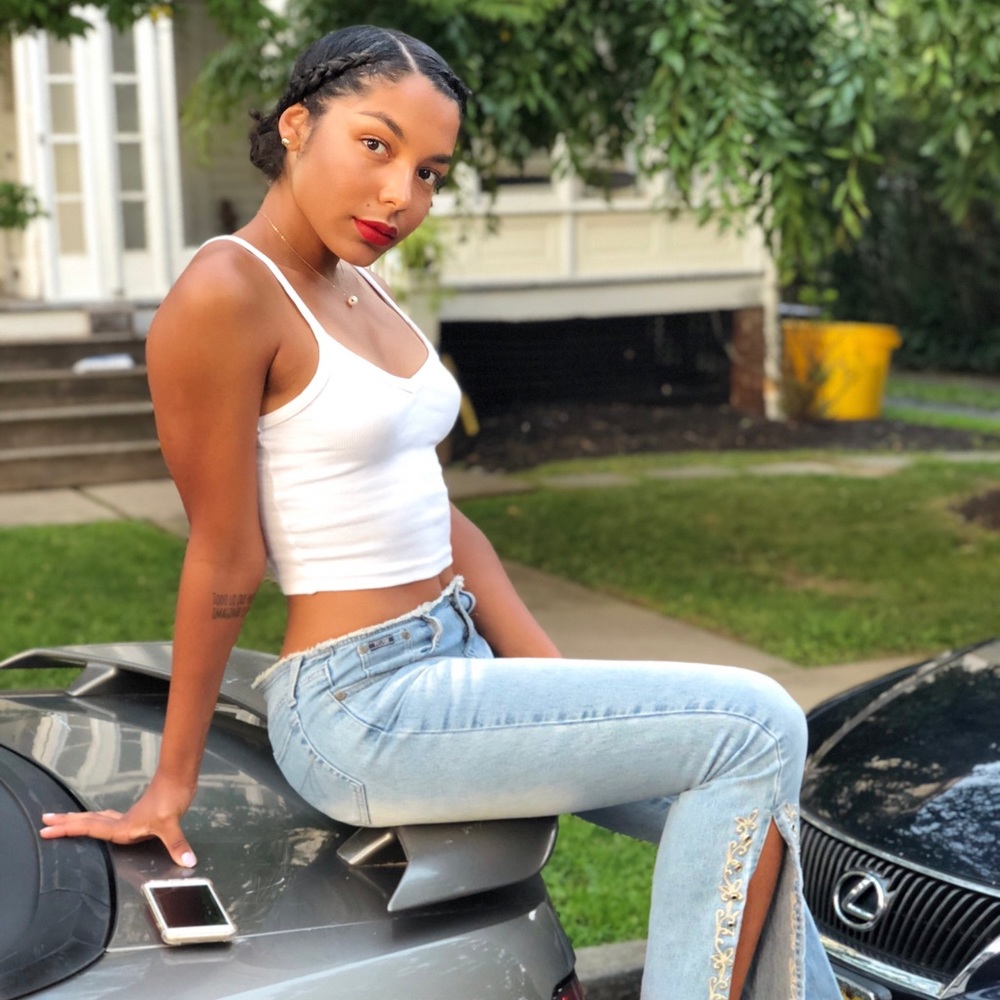 Low Rise Split Flare Jeans